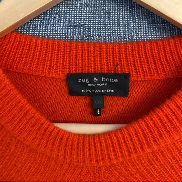 rag & bone 100 Percent Cashmere Orange Crew Neck Sweater - Picture 2 of 5